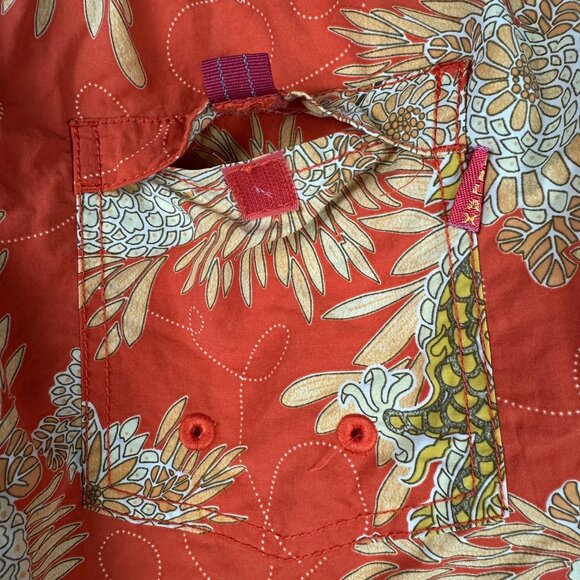 Tommy Bahama Relax Men Floral Swim Shorts Medium Polyamid Nylon Orange & Yellow - Picture 3 of 4